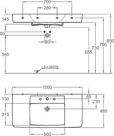 Раковина 100 см Geberit Renova Nr. 1 Plan 122102000, белый