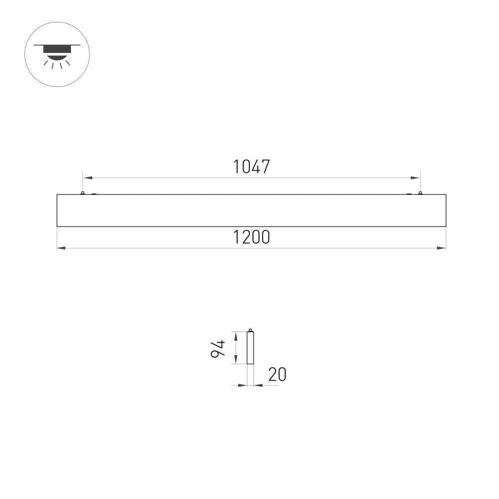 Подвесной светодиодный светильник Arlight Alt-Lineair-Flat-Updown-Dim-S2094-1200-40W Warm3000 031530