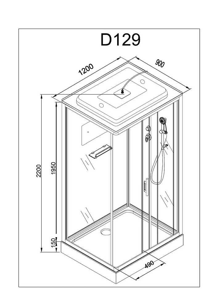 Душевая кабина Deto D D129SLED