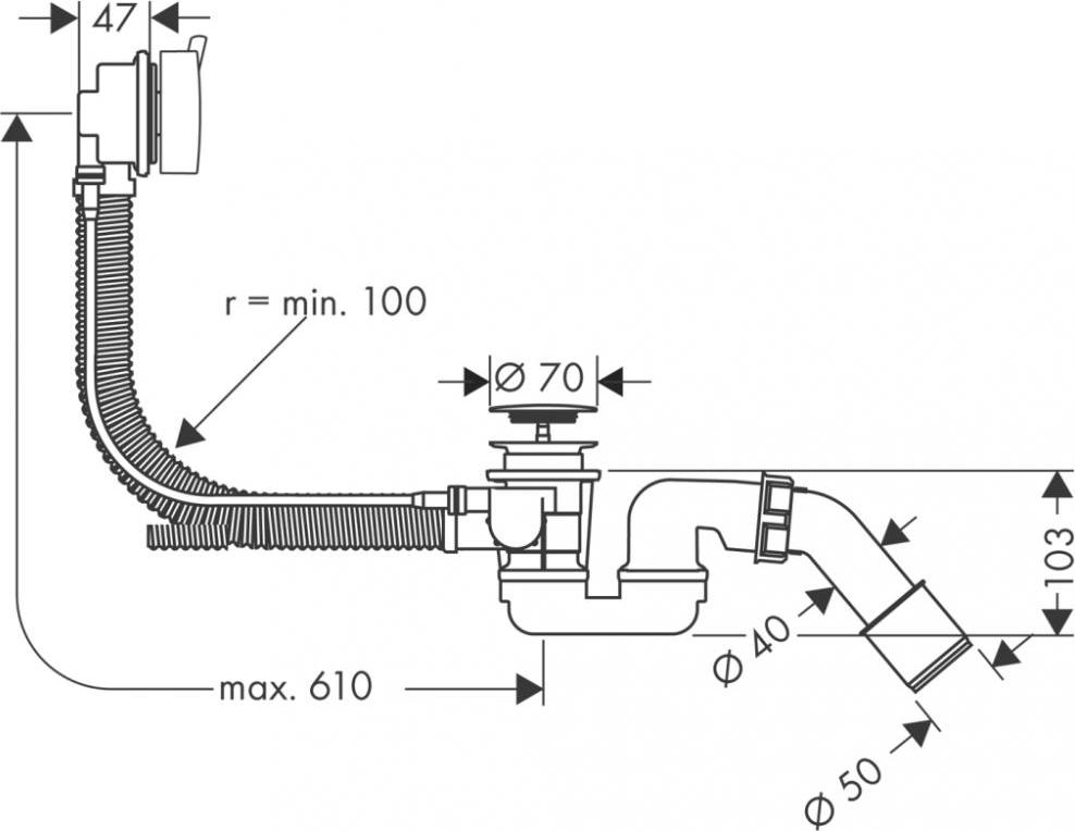 Слив-перелив Hansgrohe Flexaplus 58150000, хром