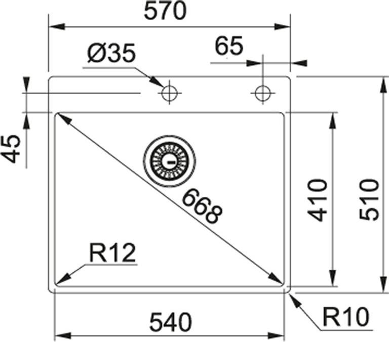 Кухонная мойка 57 см Franke Box BXX 210-54 TL 127.0369.295, нержавеющая сталь