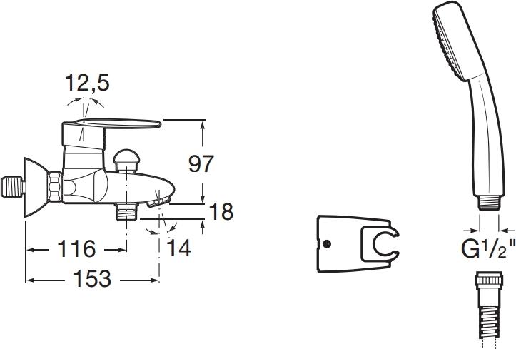 Смеситель для ванны Roca Vectra 5A0161C02