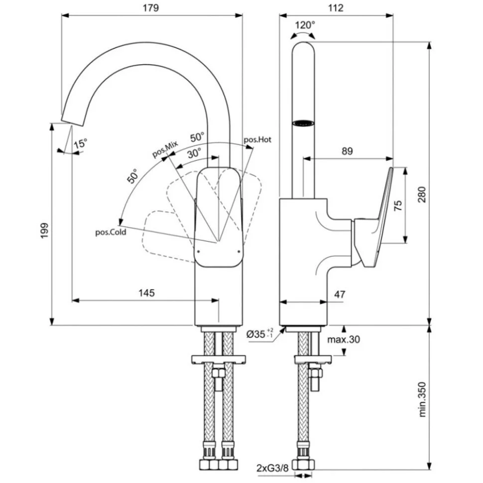 Смеситель для раковины Ideal Standard Ceraplan BD234XG черный