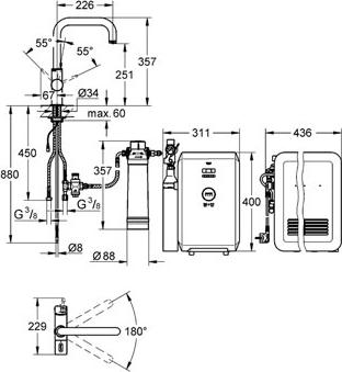 Смеситель для кухонной мойки Grohe Blue 31324DC1 суперсталь