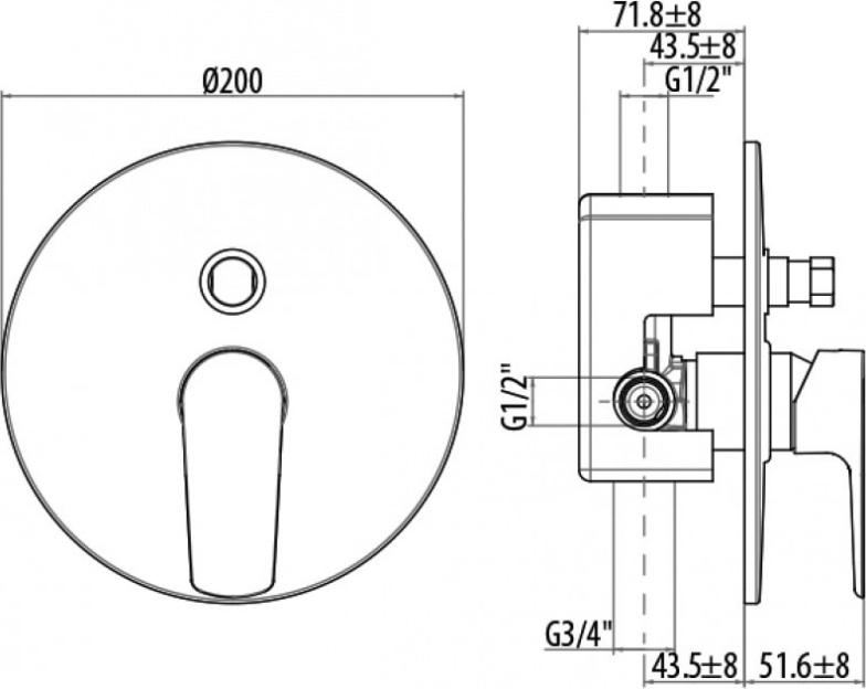 Смеситель для душа Gattoni H2Omix3000 3034/30C0cr, хром