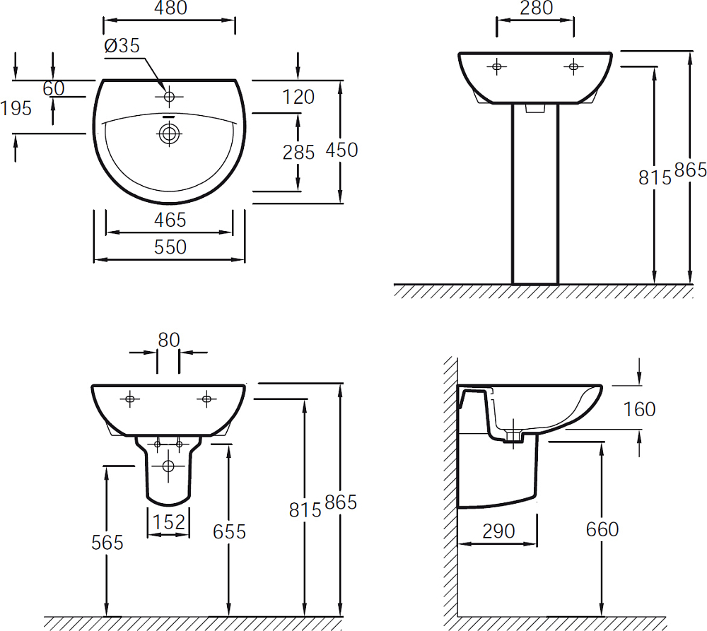 Раковина Jacob Delafon Patio E4158NG-00 55 см