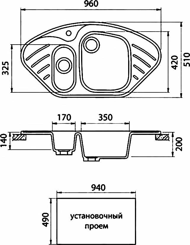 Кухонная мойка GranFest Corner GF-C960E терракот