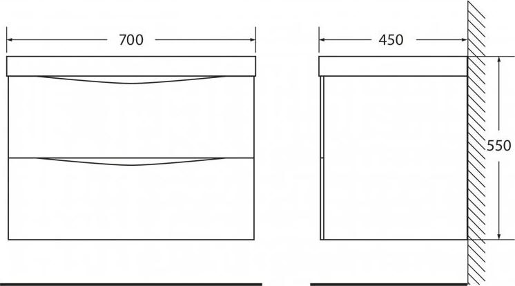 Тумба для комплекта BelBagno MARINO-700-2C-SO-WO-P rovere bianco