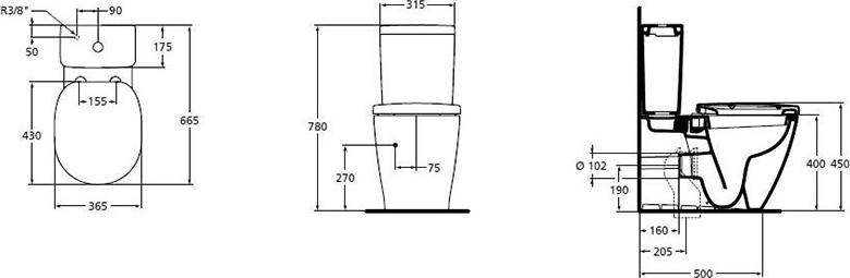 Чаша для унитаза-компакта Ideal Standard Connect Cube E803701