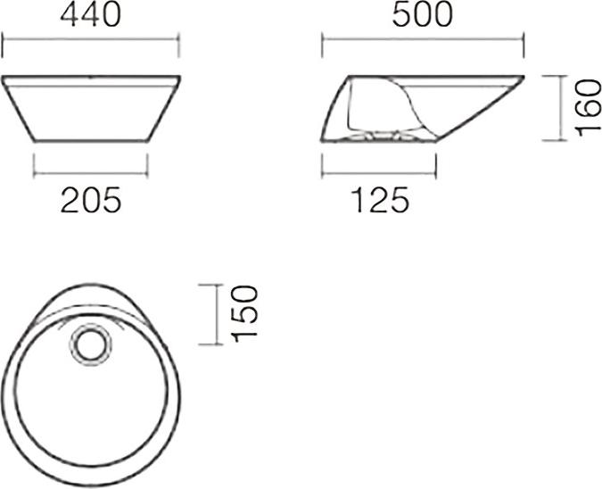 Раковина накладная 44 см Sanitana Orbit S10013050400000, белый