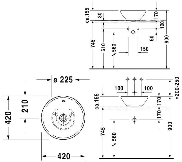 Раковина накладная Duravit Bacino 325420000 белый