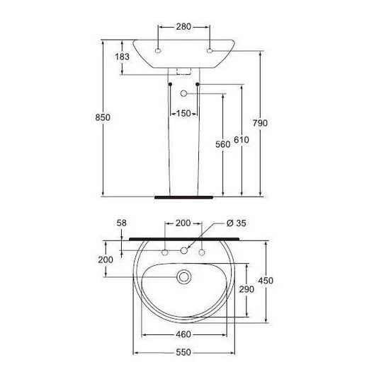 Раковина Vidima Sirius W400061 белый