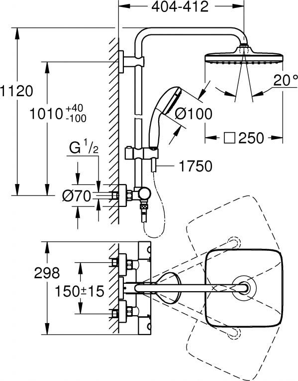 Душевая стойка Grohe Vitalio Start 26697000, хром