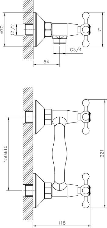 Смеситель для душа Decoroom DR54055, хром