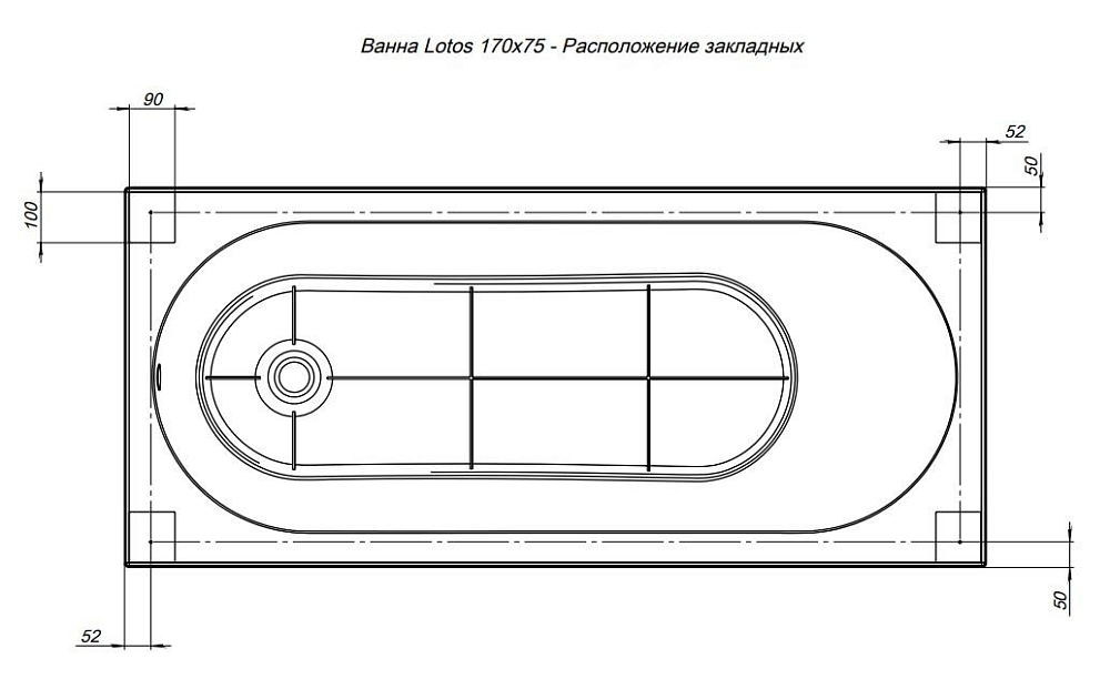 Акриловая ванна Aquanet Lotos 169.8х75.2 белый