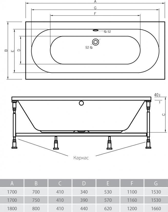 Акриловая ванна Alpen Montana 180x80 AVB0011