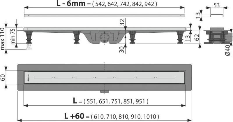 Душевой лоток Alcaplast Simple APZ18-950M с решеткой, хром