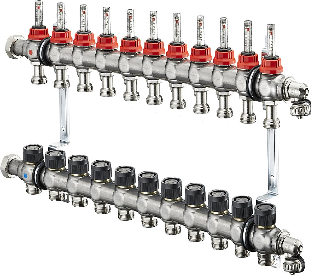 Коллектор Oventrop Multidis SF с ротаметрами на 11 контуров