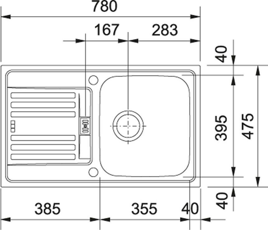 Кухонная мойка 78 см Franke Euroform EFL 614-78 101.0016.460, нержавеющая сталь декор