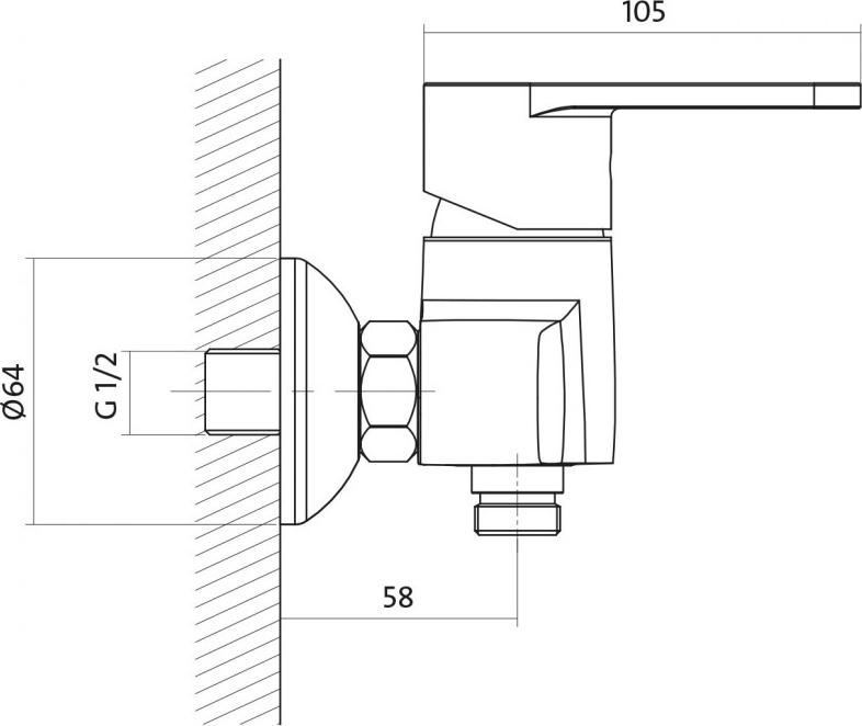 Смеситель для душа Cersanit Cari FA-CAI-WS-1/Cr, хром