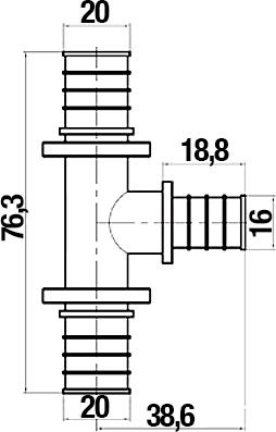 Тройник Stout SFA 0014 20x16x20 аксиальный