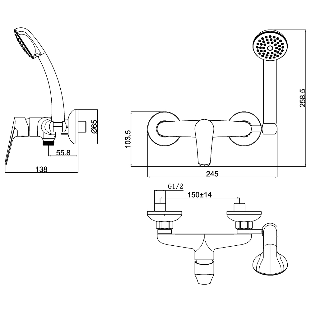 Смеситель для ванны Lemark Partner LM6559C хром