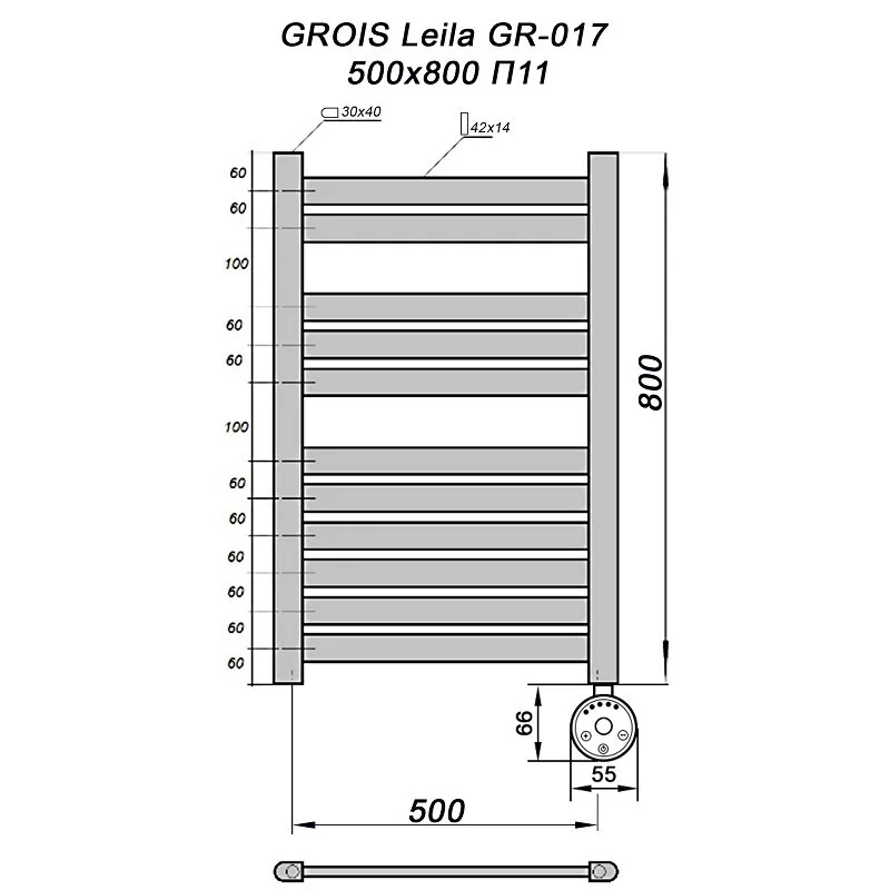 Полотенцесушитель электрический Grois Leila ca-00005354 белый