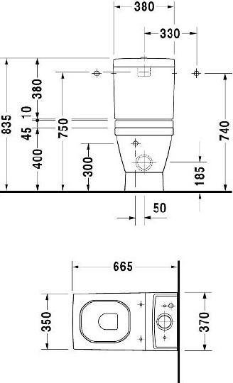 Бачок для унитаза Duravit 2 ND Floor 0876100005 нижнее подключение