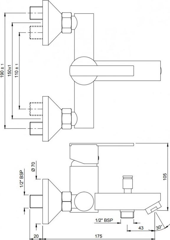 Смеситель для ванны Jaquar Fonte FON-CHR-40119