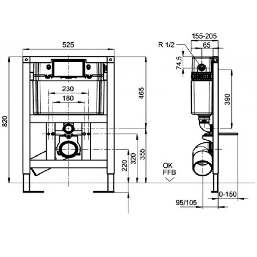 Инсталляция для унитаза Sanit 995N 90 703 00 T, 82 см