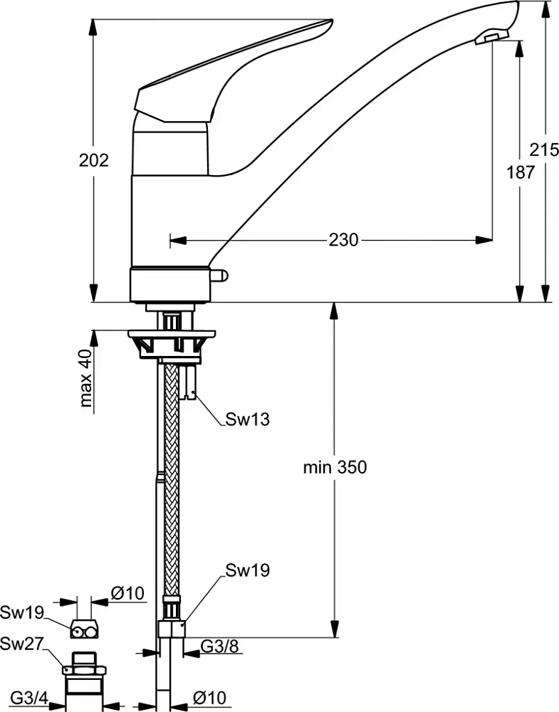 Смеситель для кухни Ideal Standard Cerasprint New B5346AA хром