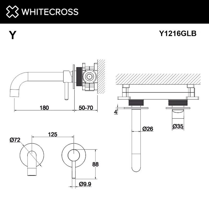 Смеситель для раковины Whitecross Y brushed gold Y1216GLB золото