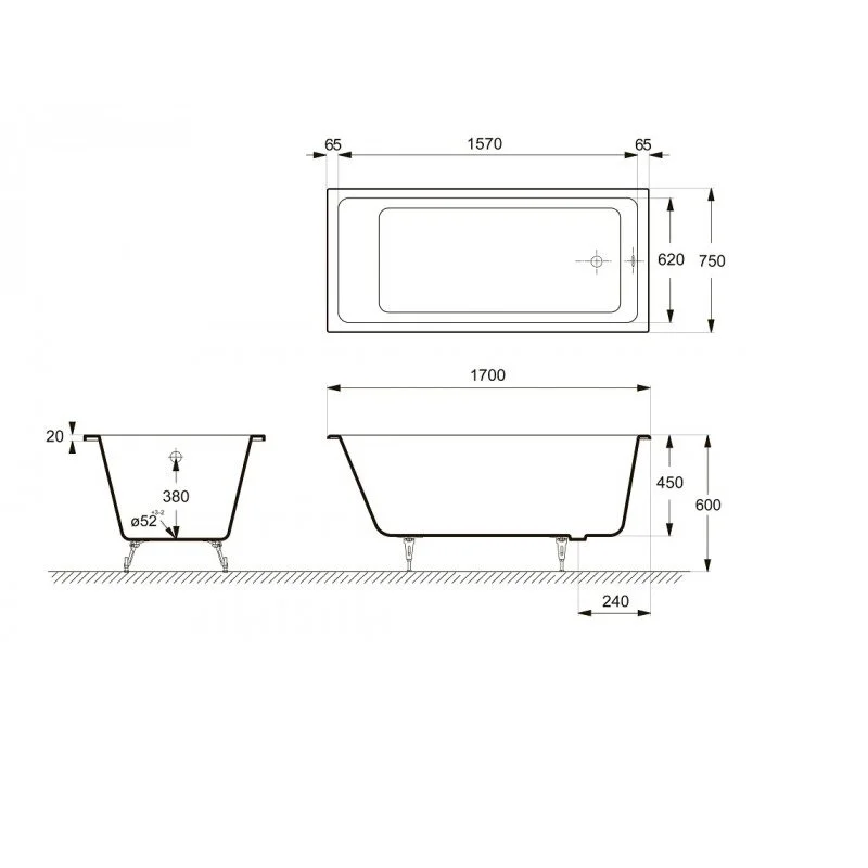 Чугунная ванна Delice Level DLR230602R белый