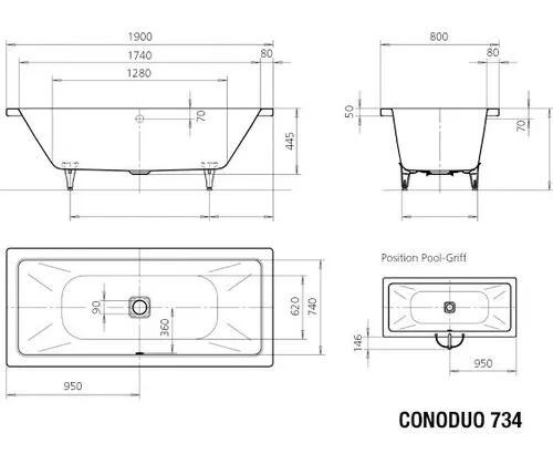 Стальная ванна Kaldewei Conoduo 2352.0001.3001 белый