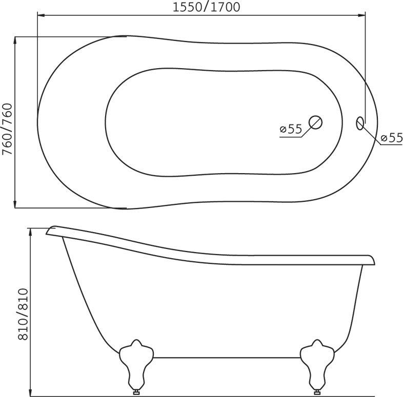 Акриловая ванна BelBagno 155х76 BB06-1550