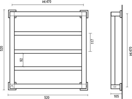 Полотенцесушитель электрический Margaroli Quadri 810/3 Box 81034704CRNB, хром