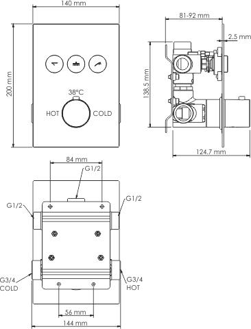 Смеситель WasserKRAFT Neime 1900 1944 Thermo для душа