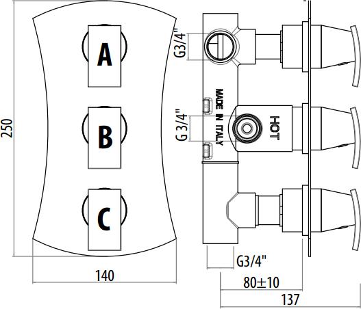 Смеситель для душа Gattoni Termostatici TS994/41C0cr, хром