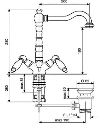 Смеситель для раковины Emmevi Cheope 121613OR золото