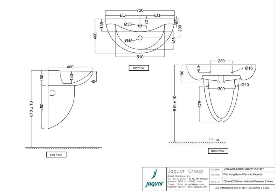 Полупьедестал для раковины Jaquar VGS-WHT-81307