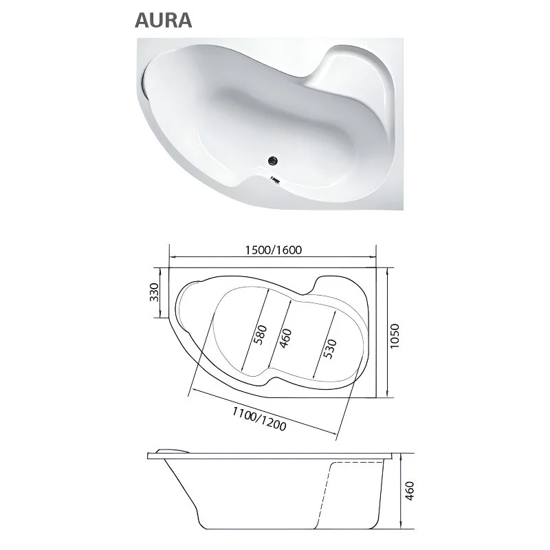 Акриловая ванна 1MarKa Aura 01ау1610пкп белый