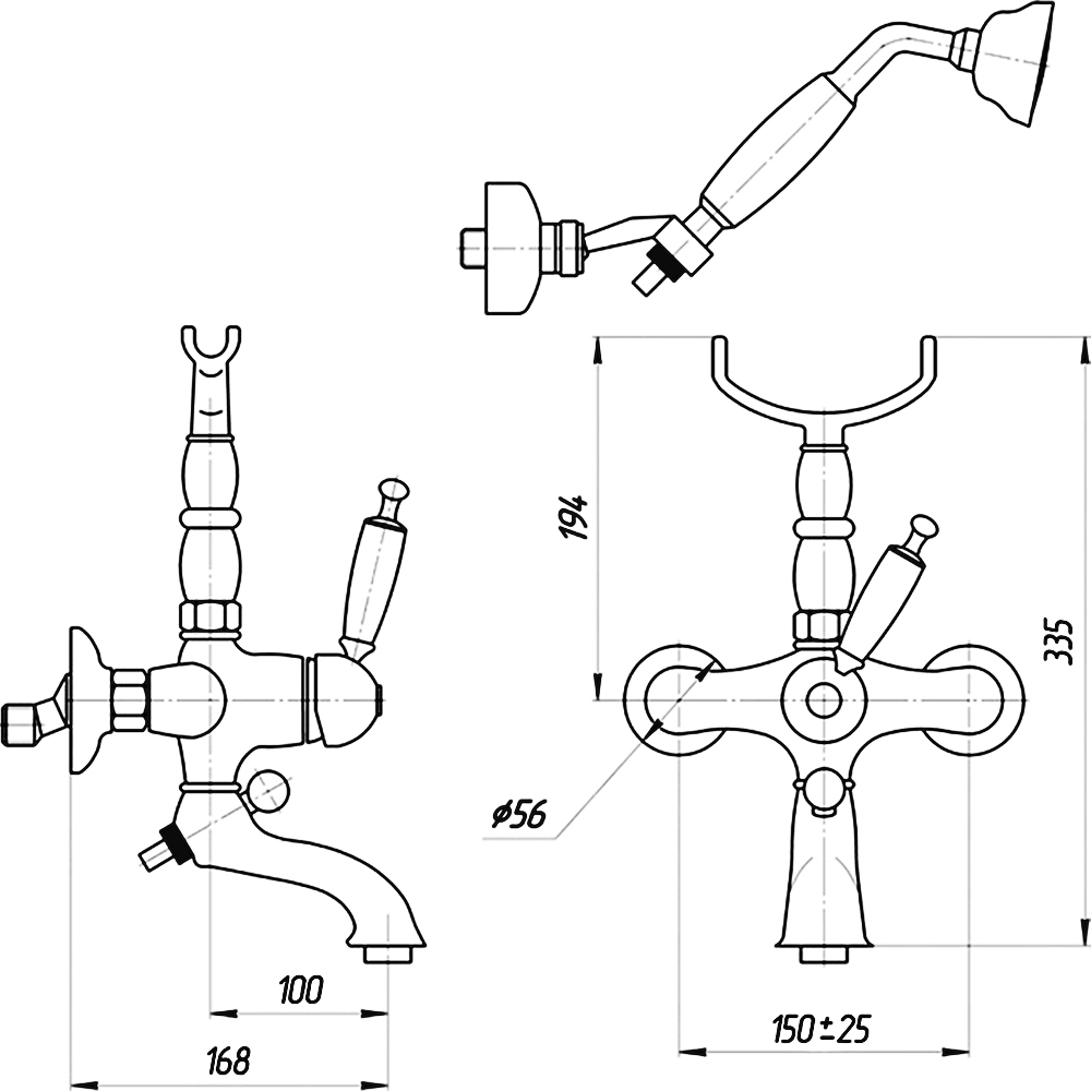 Смеситель Migliore Oxford ML.OXF-6302 Bi CsCr для ванны с душем