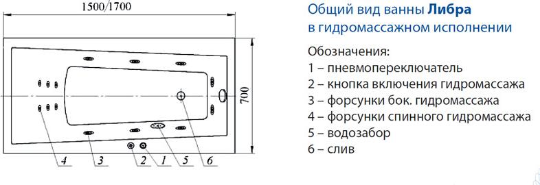 Акриловая ванна Aquatek Либра 150х70 см LIB150-0000037, белый