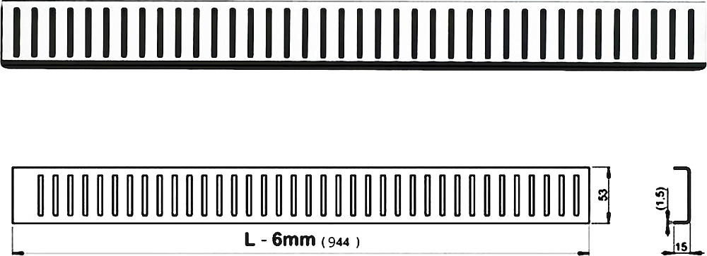 Решётка AlcaPlast Pure 950L глянцевая