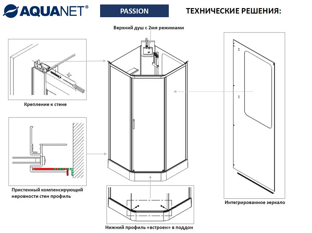Душевая кабина Aquanet Passion 213317:215026/215027/215028/215029