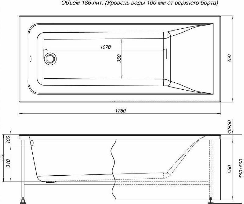 Фронтальная панель для ванны Aquanet Bright 175 216303, белый