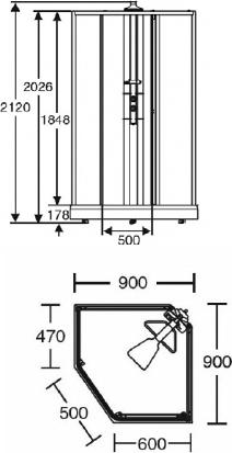 Передняя стенка душевой кабины 90x90 IDO Showerama 8-5 4985011992