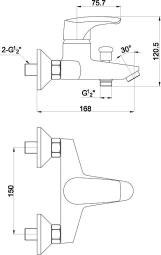 Смеситель Timo Uta 0094Y для ванны с душем