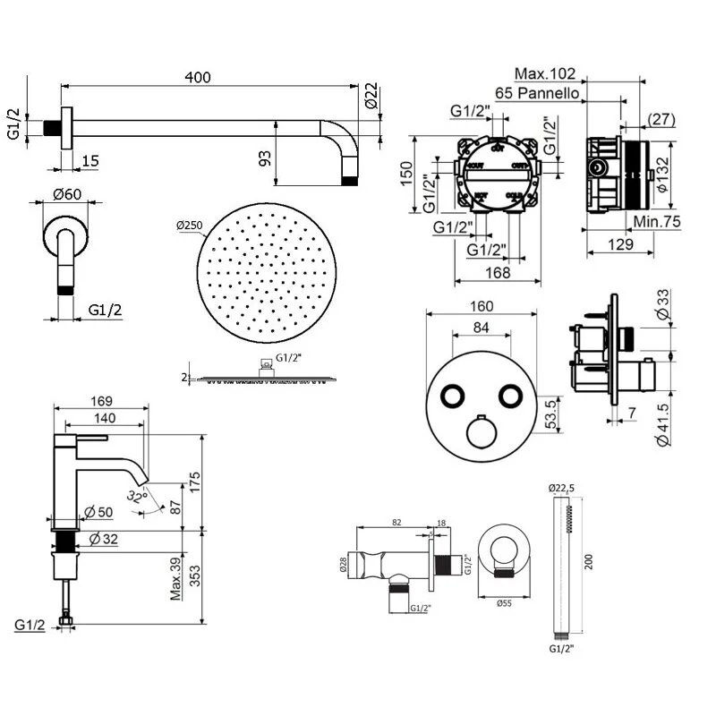 Смеситель для душа Plumberia Selection Psbox KITPSB02NO53 черный