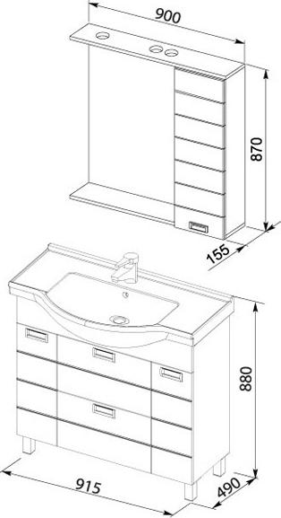 Зеркало-шкаф Aquanet Сити 90 белый L